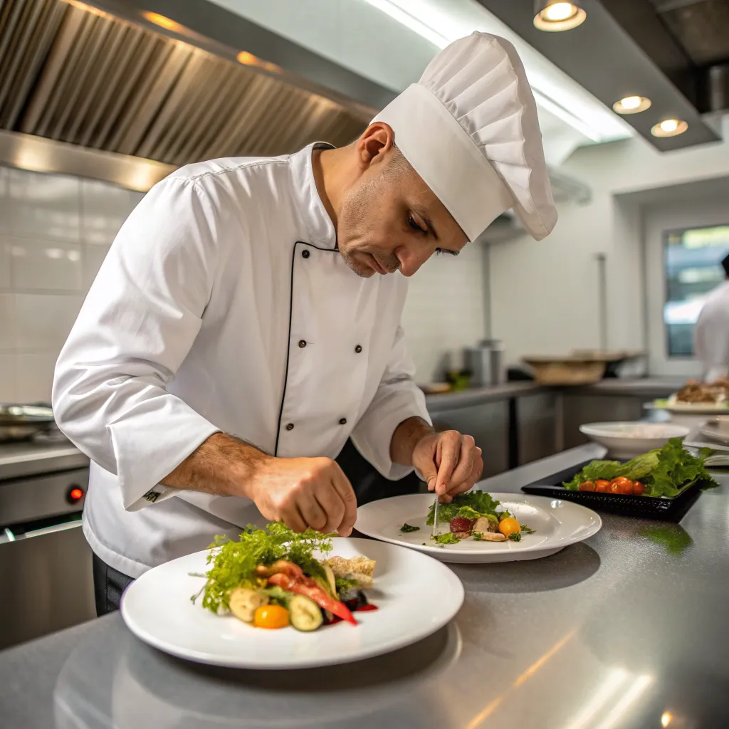 Professional chef preparing a gourmet dish